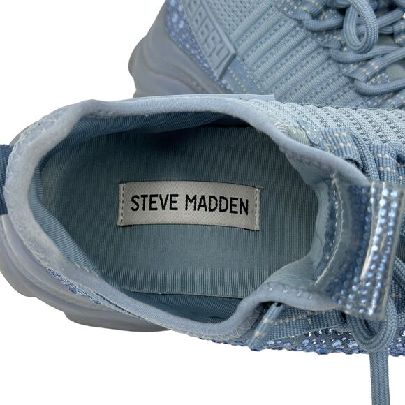 Steve Madden Woman’s Maxima Sneaker Blue Rhinestone Size 8 Chunky Platform Bling - Picture 10 of 11